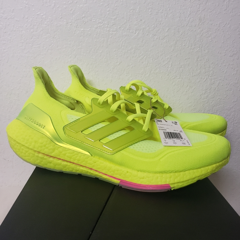 Adidas men's ultraboost 21 running shoes Solar Yellow FY0848 - Picture 9 of 13